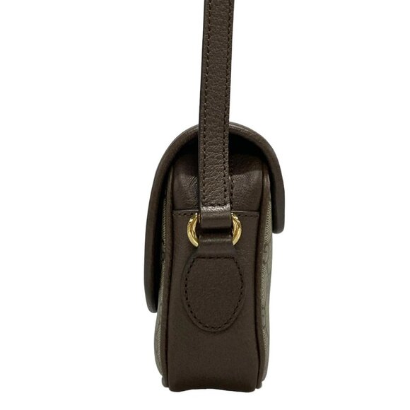 Auth GUCCI Offidi Mini Shoulder Bag 772239 Beige Dark Brown PVC Leather - Picture 5 of 16